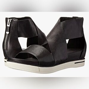 Eileen Fisher Leather Zip Back Sandals Size 8